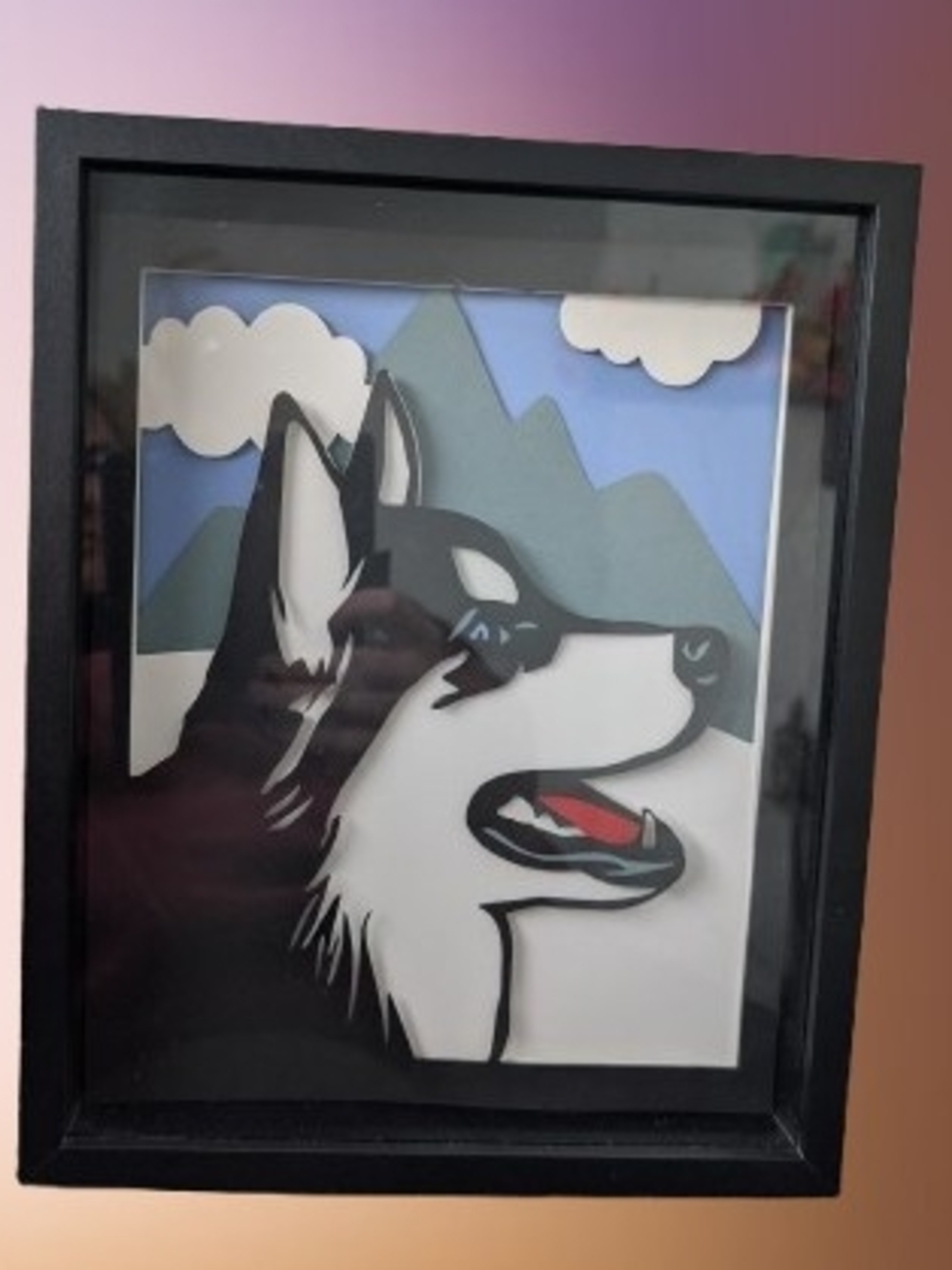 Framed Husky Wall Art Print in Black